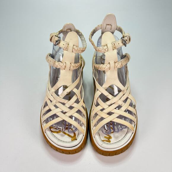 Sam Edelman Geana White Braided Strap Platform Gladiator Sandal Women's Sz 7.5M - Picture 3 of 9